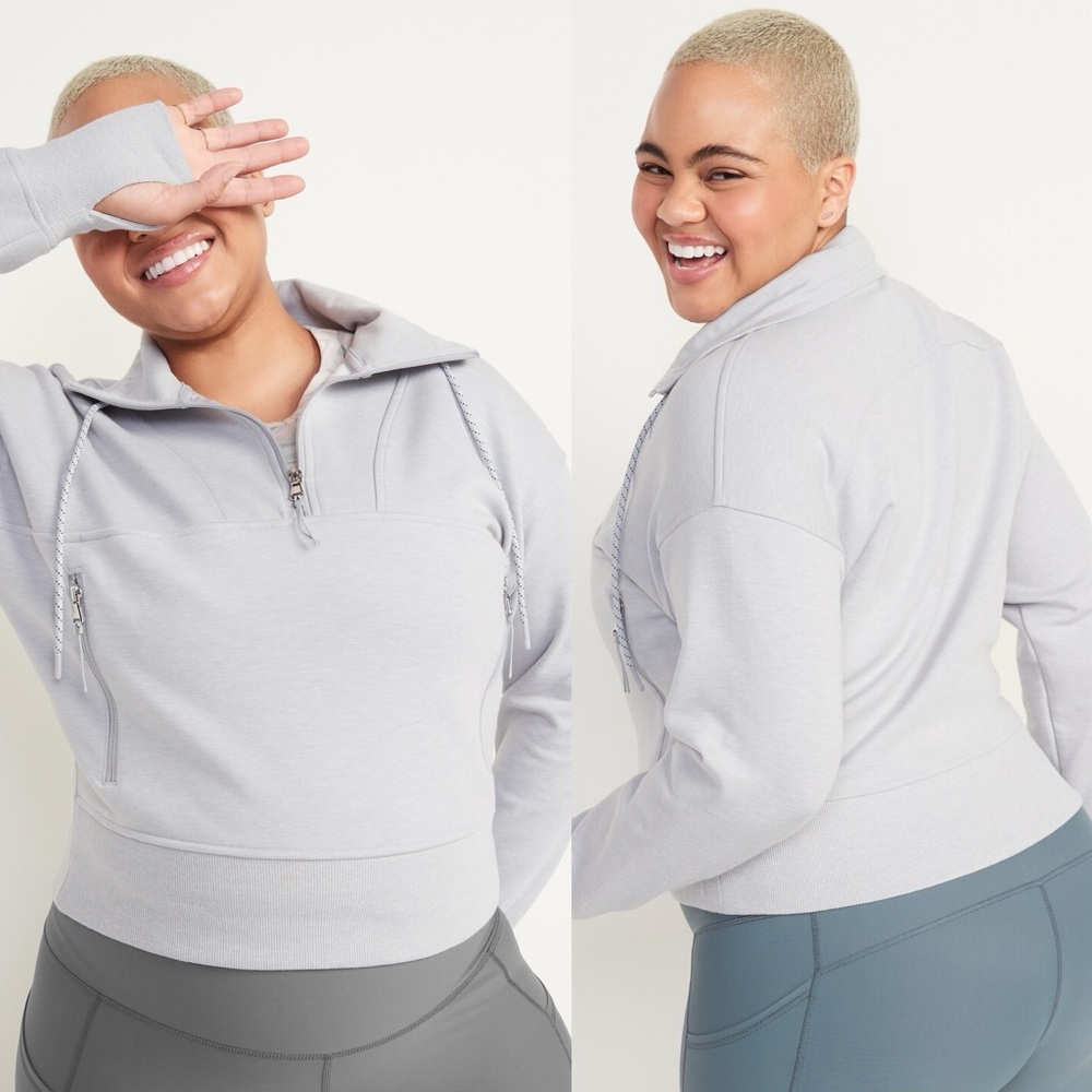 NWT Old Navy Dynamic Fleece Half Zip Sweatshirt Light Grey Womens Size 2X NEW